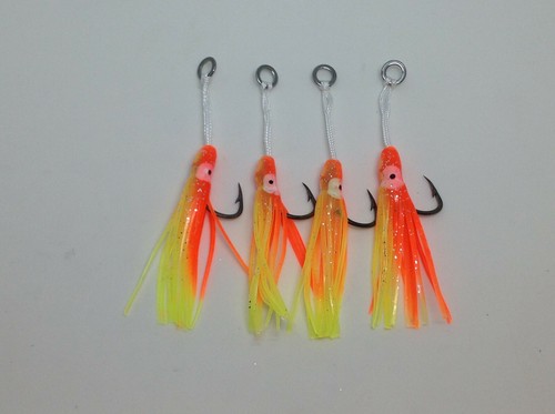 4 x 3/0 Squid Skirts Assist Jigging Hooks Slow Micro Jig Reef Fish Free Postage - Picture 12 of 15