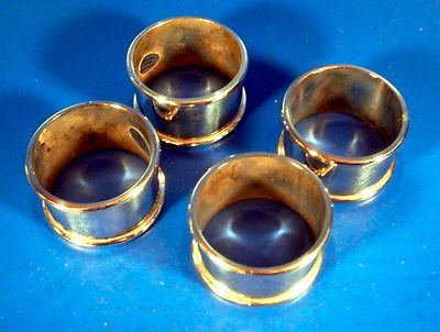 Silverplate Napkin Rings No Monogram Hong Kong Set of 4 Vintage