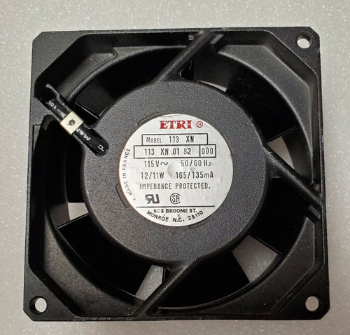 ETRI 113XN0182000 92x92x38mm Ventilatore Alluminio 115V, 12/11W 165/135mA Valutazione Massima