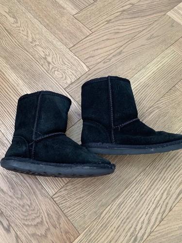 NEXT GIRLS BLACK SUEDE FLAT ANKLE SNOW BOOT SIZE 12/31 - Picture 4 of 4