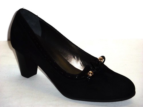 SCARPE DONNA ELEGANTI CONFORT PELLE NABUK NERO CON FIOCCO n. 35 | eBay