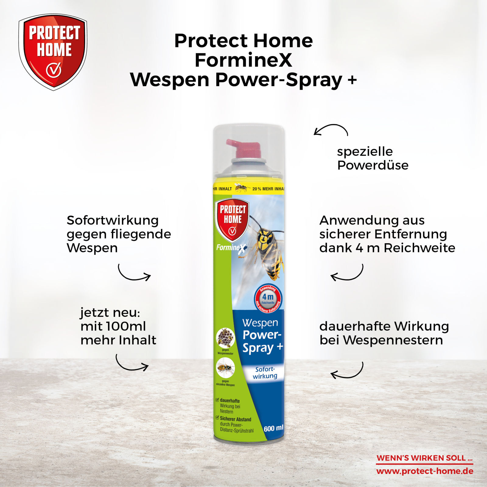 Protect Home FormineX Wespen Power Spray 600 Ml Wespenspray Wespengift 