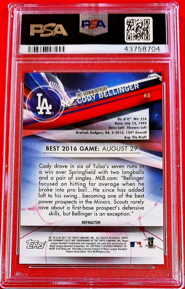CODY BELLINGER RC (PSA 10) ~ 2017 Bowman's Best Atomic Refractor FREE SHIPPING! - Image 4 of 4