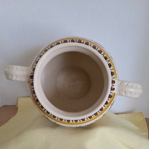 Hand Painted two-handled Vase floral design vintage Urn Pot signed 757 BD unknow - Picture 6 of 12
