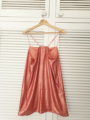 NWT C/MEO COLLECTIVE AS IT GOES ROSEWOOD SEQUIN SLIP PARTY DRESS LARGE 12 $200 - Picture 9 of 12