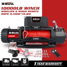 X-BULL Electric Winch 10000LBS Synthetic Rope Towing Trailer Truck Off-Road SUV