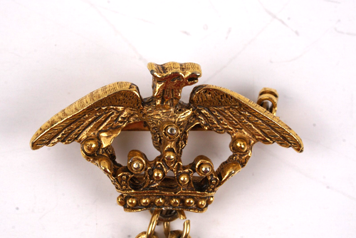 Vintage Florenza Gold Tone Heraldic Maltese Cross Brooch Shield Eagle Crest - Picture 2 of 7