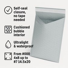 Cyan/Aqua/Mint Colored Poly Bubble Mailers - 4x8, 6x10, 8x12, 10x15, 14x20 Sizes, Cushioned Shipping Envelopes, USA Made