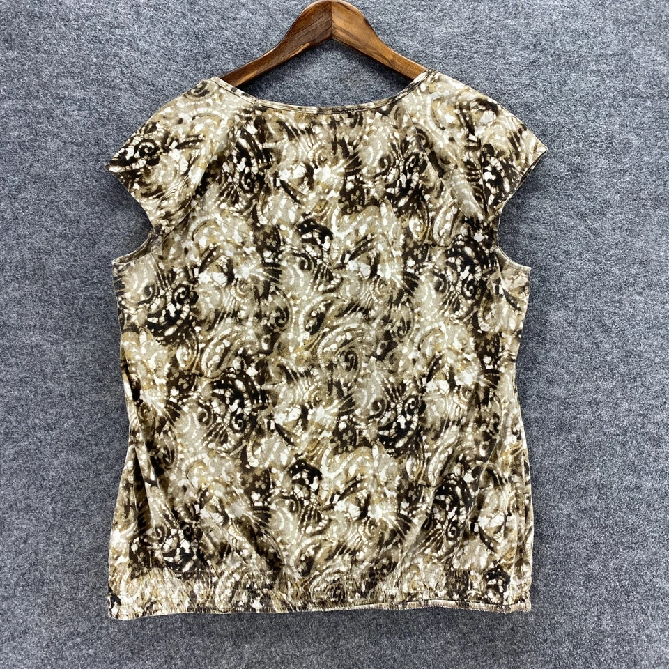 Blusa Liz Claiborne Mujer M Mediana Beige Cachemira Cuello Redondo Manga Corta Informal Foto 2 de 4