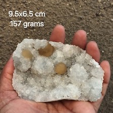 Yellow fluorite balls on quartz matrix base # 157 (repaired)