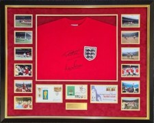 1966 SIGNED SHIRT BY GEOFF HURST  MARTIN PETERS +  BOBBY MOORE  ALF RAMSEY