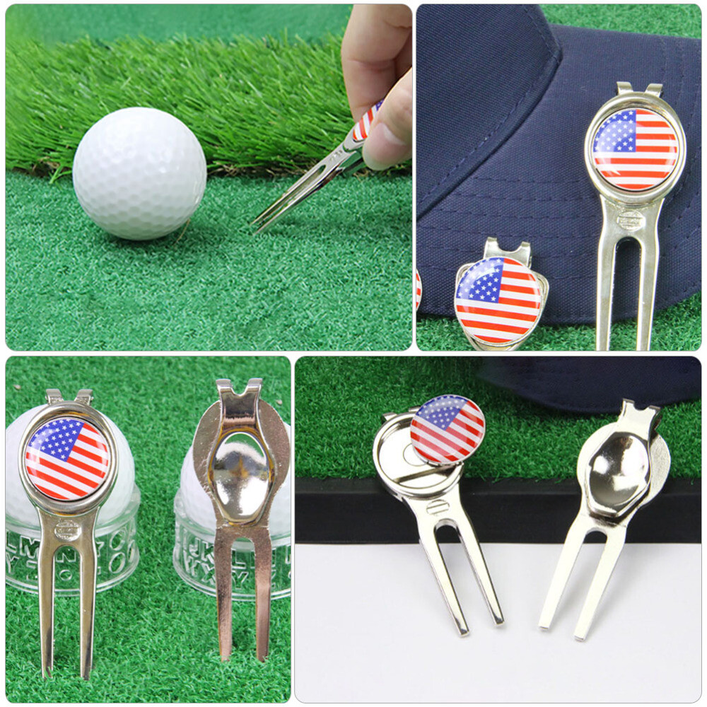 3 Sets Golf Ball Premium Marker Usa Accessories American Flag Divot Tool eBay
