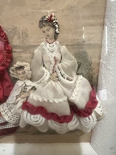 ANTIQUE PRINT 3D SHADOW BOX EMBELLISHED FABRIC - Picture 3 of 5