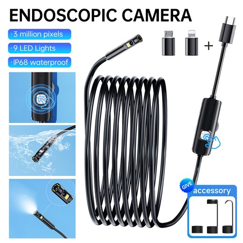 10M 1440P Endoscope IP68 Borescope Snake Inspection Scope Camera For iOS Android - Picture 13 of 16
