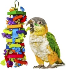 Bird Block Knots Tearing 16 inch Multicolored Natural Wooden Parrot Chewing Toy