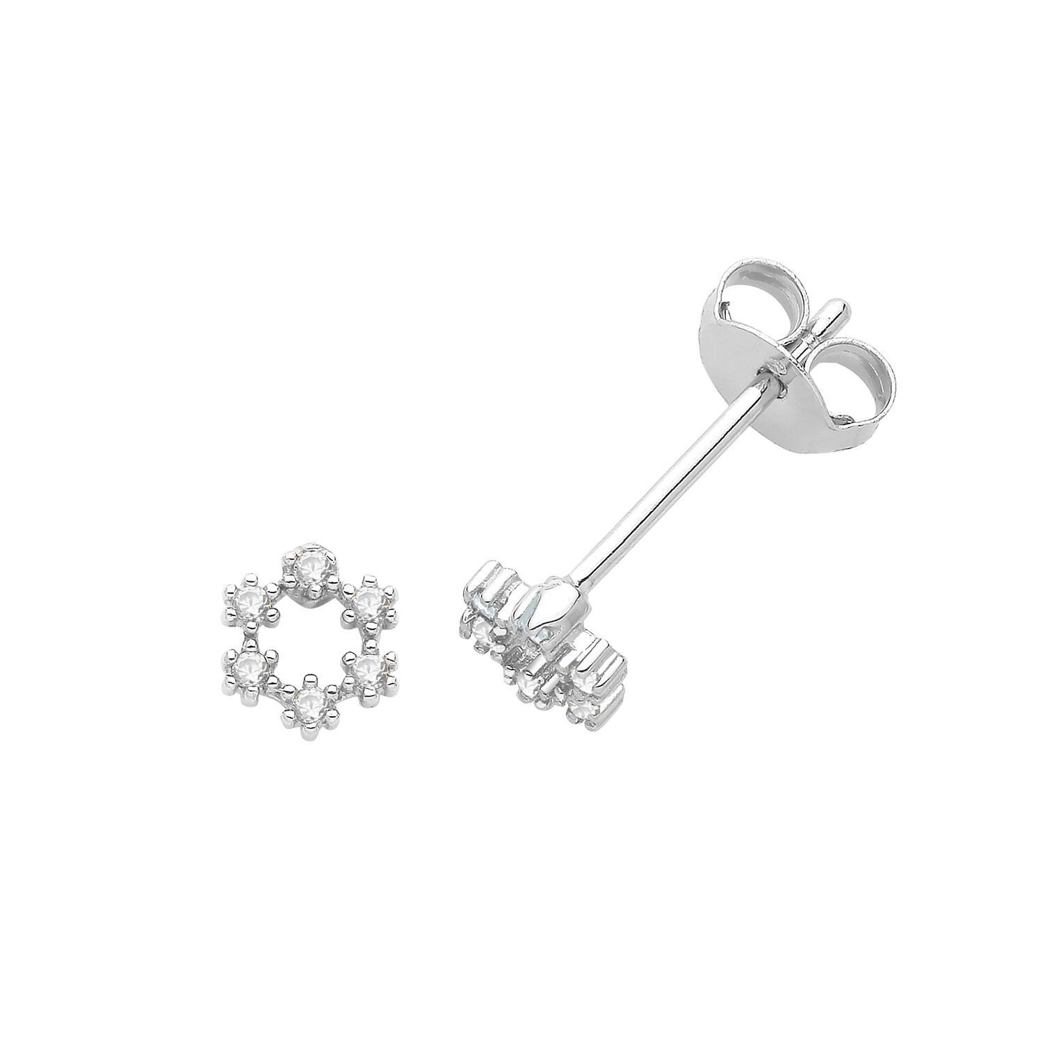Stud Earrings 925 Sterling Silver Ladies with Cubic Zirconia/CZ - 5mm*5mm-image
