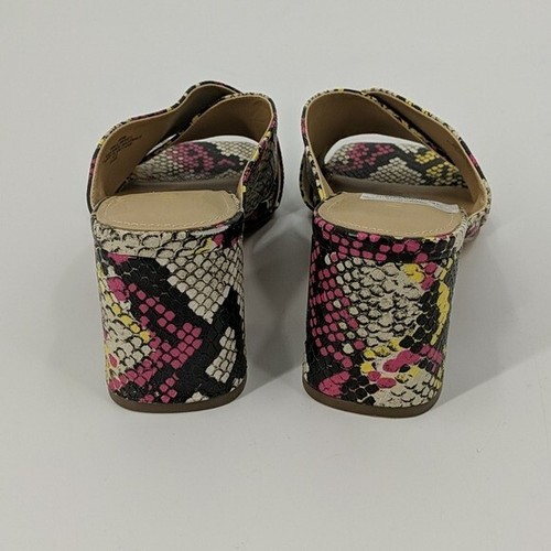 NWT NINE WEST Sandals Womens 8.5 Pink Glimpse Snakeskin Criss Cross Block Heel - Picture 6 of 8