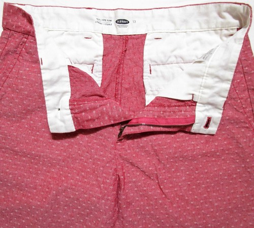 Old Navy Men's Shorts Bermuda Chino Ultimate Slim Fit Pink White Cotton 32 x 9.5 - Picture 22 of 23