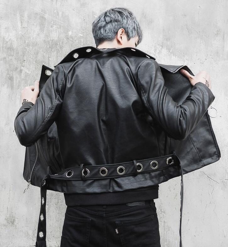 Occident Men faux leather Short Jacket Punk Gothic Zip Biker