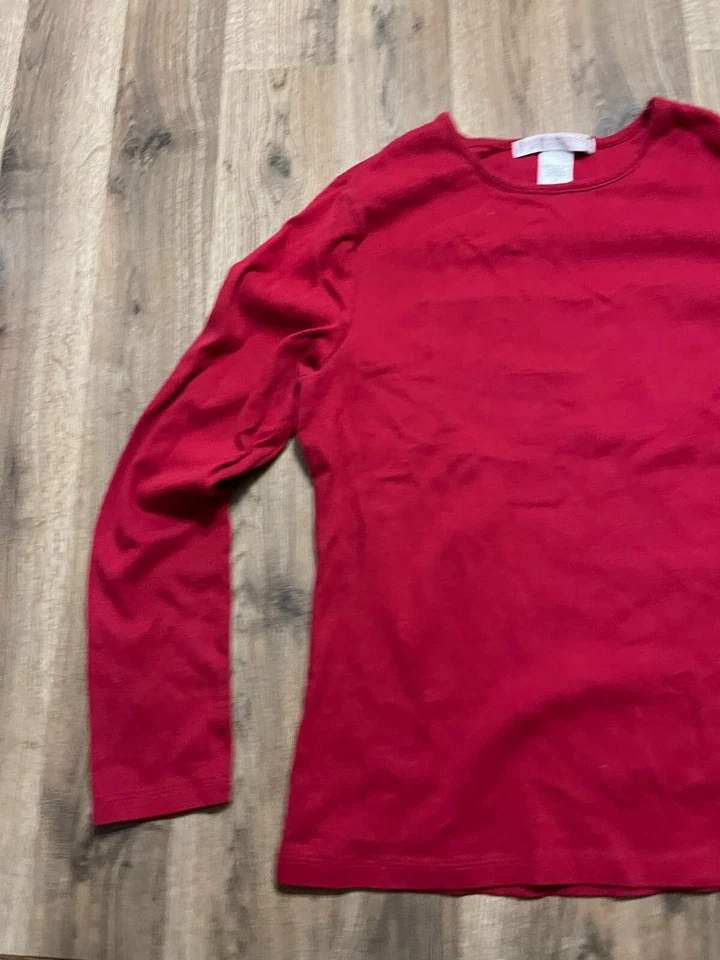 Camisa Geoffrey Beene, Para Mujer Talla Grande, Roja, Manga Larga, Cuello Redondo Foto 3 de 4