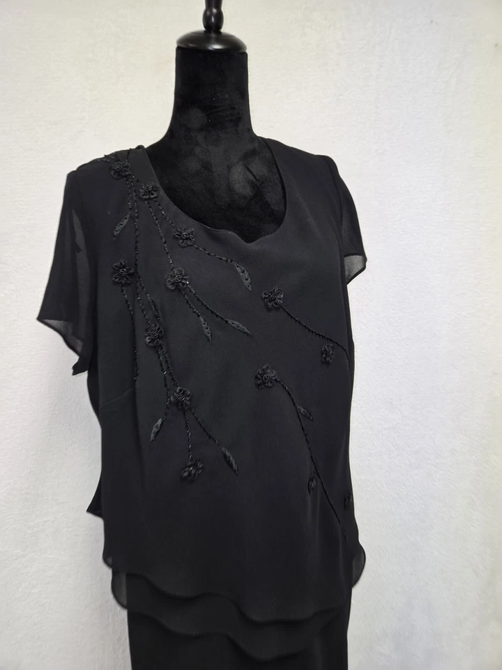 Vestido Positive Attitude Talla 18 Negro Secuencia Una Pieza Forrado De Colección  Foto 3 de 4