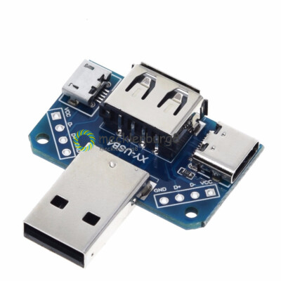 1PCS USB Female to Male Type-C Micro USB Adapter Converter Board 4P 2.54mm