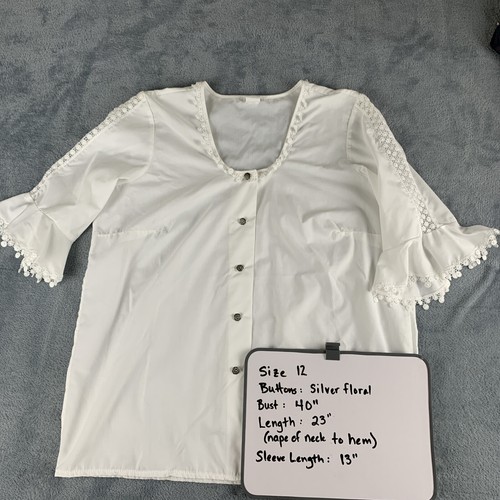 VTG Austrian Folk-wear Dirndl BLOUSES White Cotton blend/Lace Ethnic Oktoberfest - Picture 7 of 37