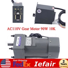 90W 10K AC Induction Gear Speed Control Motor w/ Controller 135RPM 1:10 110V