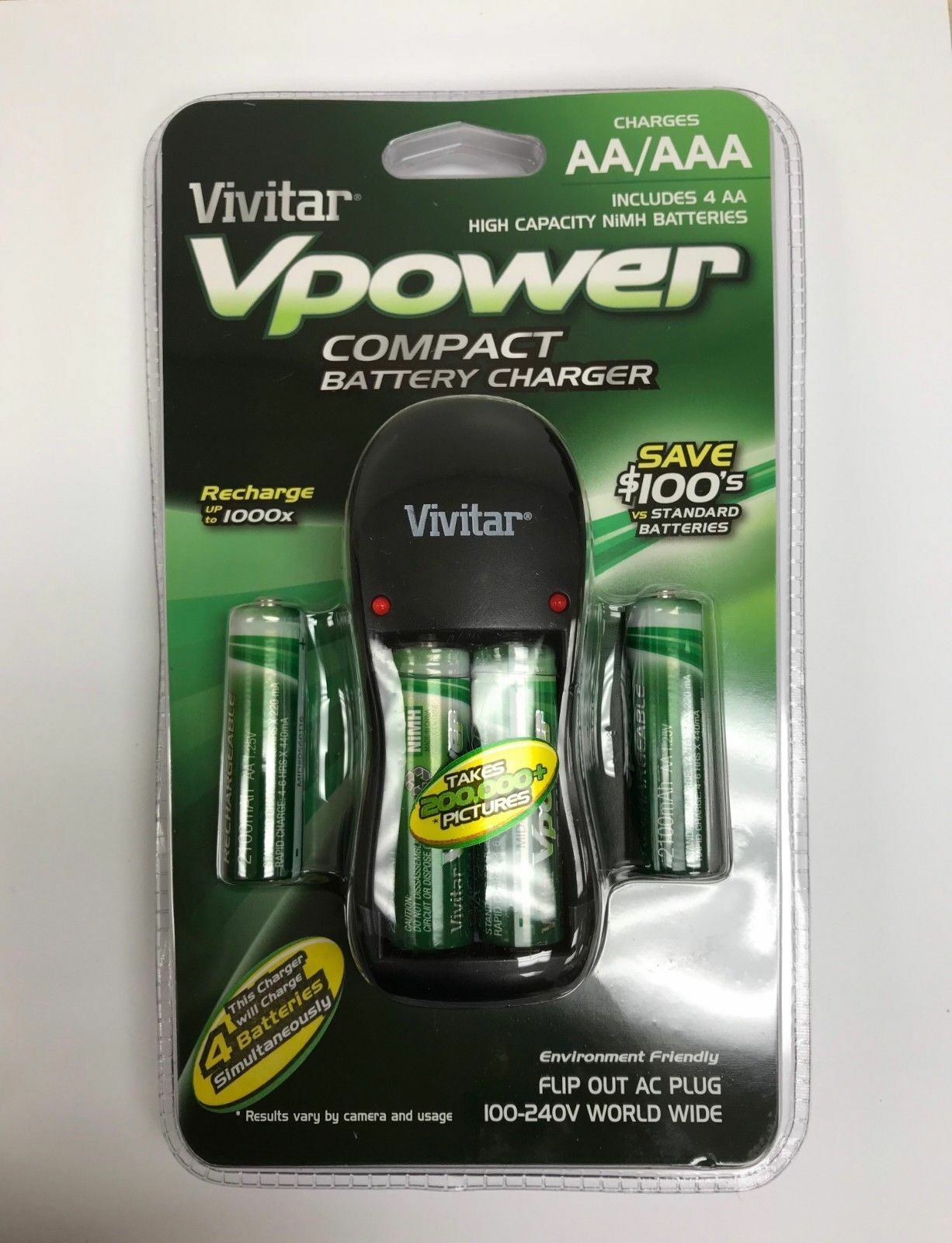 NEW NIB Vivitar Vpower Compact Wholesale Battery BC-1 4 latest W Charger Btty AA