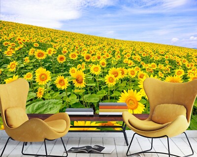 3D Sunflower K7432 Wallpaper Mural Self-adhesive Removable Sticker Panda