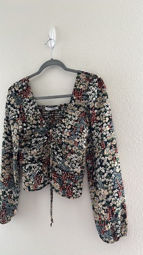Collective concepts ruched floral Women’s cropped top sz S - Picture 9 of 9