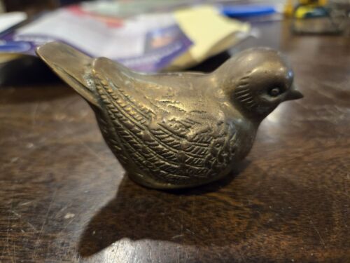 Vintage Messing Singvogel Skulptur Figur klein