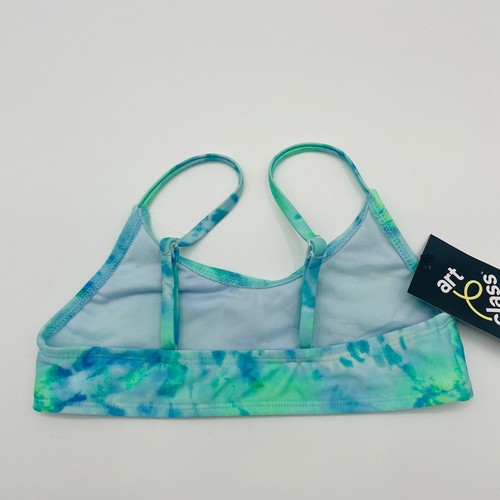Art Class Girls Medium 8 Ruched Front Tie-Dye Bralette Top in Green/Blue 2366 - Picture 4 of 6