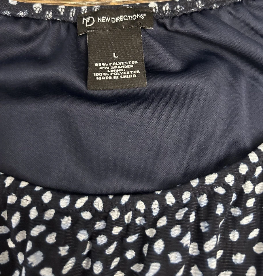 New Directions Women's Top | Size L | Stylish Navy Blouse Hi Lo Ruffle - Image 2 of 4