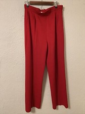 ST JOHN Collection Womens Sz 6 Pull On Pants Red Blue Pleated Santana Knit
