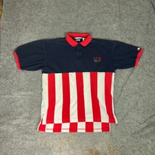 Vintage Champion Mens Shirt Extra Large Polo Olympics USA Flag Sports Cotton Top