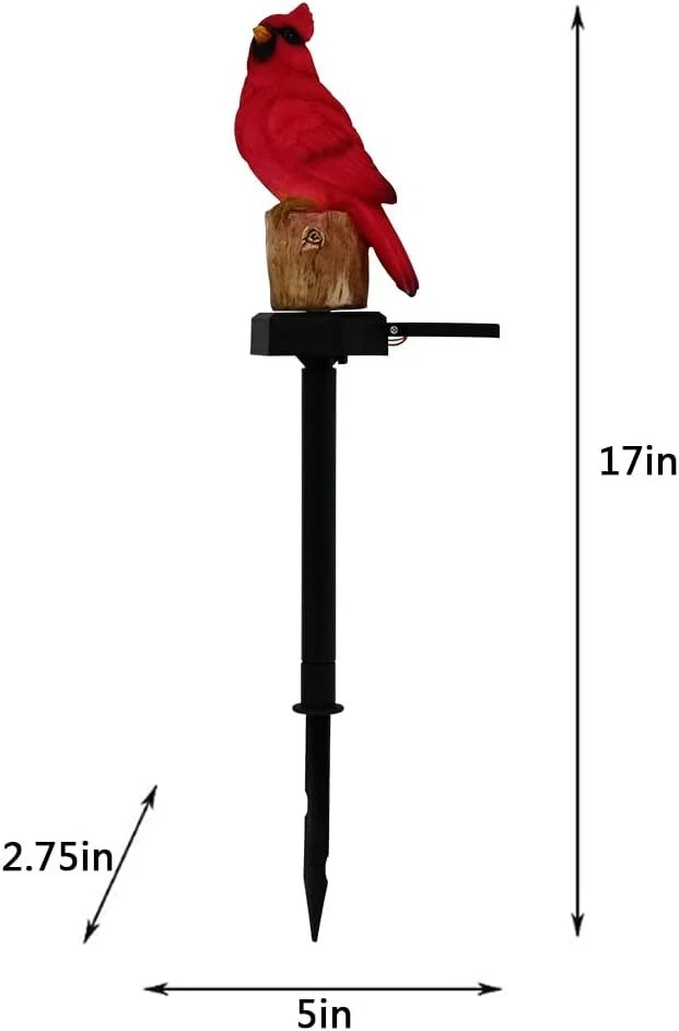Estatuilla de pájaro decoración jardín cardenal luz solar exterior estaca patio césped po Foto 2 de 3
