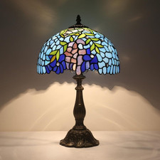 Tiffany Style Table Lamp,Wisteria Flowers Table Lamp,12X12X19 Inch Tiffany Readi