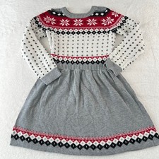 Gymboree Girl's Holiday Gray White Snowflake Cotton Knit Sweater Dress Size 7