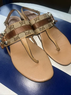 Gucci Monogram Sandals Made in Italy, Size 37 - Image 1 of 4