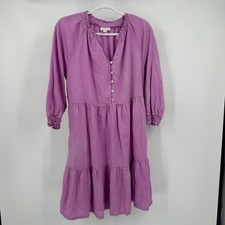 J.Jill Love Linen Womens Tiered Peasant Dress Size M Midi Ruffle Feminine