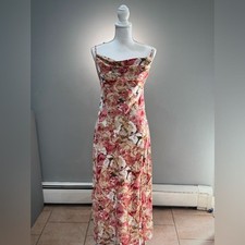 SALE! Pink Floral Unbranded Drape Front Maxi Dress Size M EUC