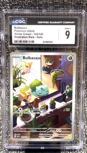 Pokémon Bulbasaur 143/142 Stellar Crown Illustration Rare Holo CGC 9