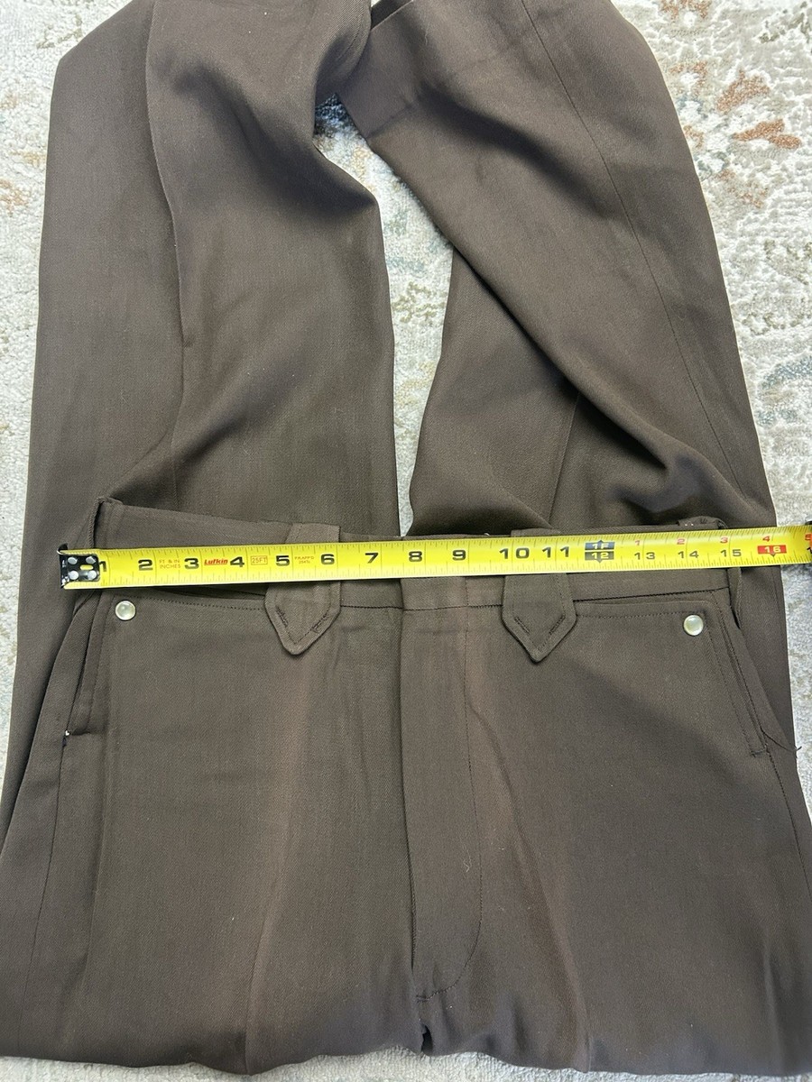 Men's Vintage 1950s Brown Gabardine Pants Sz 29 Rockabilly High