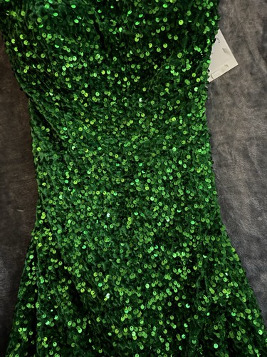 Vestido Formal Alyce Paris 4774 Talla 10 Verde Lentejuelas Mini Baile de graduación HOCO NUEVO CON ETIQUETAS Un Hombro - Imagen 4 de 15