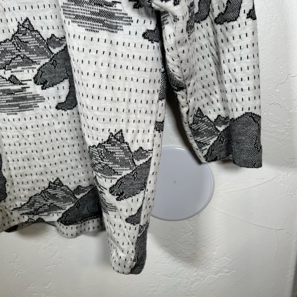 Suéter Pullover Vintage Bear Exterior L Blanco Negro Años 80/90 Tejido Montaña EE. UU. Foto 3 de 4