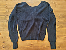 LOFT Navy Blue Twist Front Chunky Knit Sweater Size M 100 Cotton