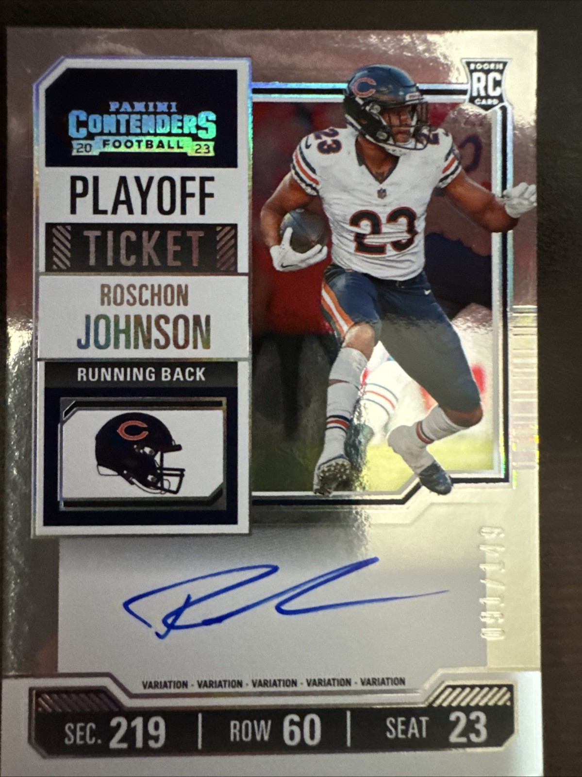 2023 Contenders ROSCHON JOHNSON Rookie Playoff Ticket Variation Auto /149 Bears