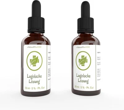 VITALUNDFITMIT100 GMBH, RESTSTRAUCH 187, 41199 MÖNCHENGLADBACH Lugolsche Jodlösung 2x 50ml (Jod / Iodine) 5% Lösung zum Sonderpreis