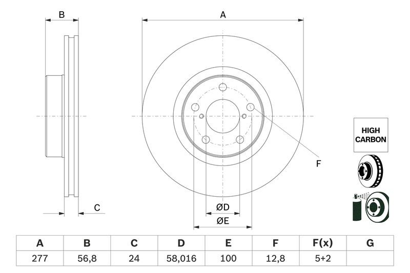 Kit disques de frein BOSCH 26300 AE070 pour restaurer le freinage d'origine de votre SUBARU